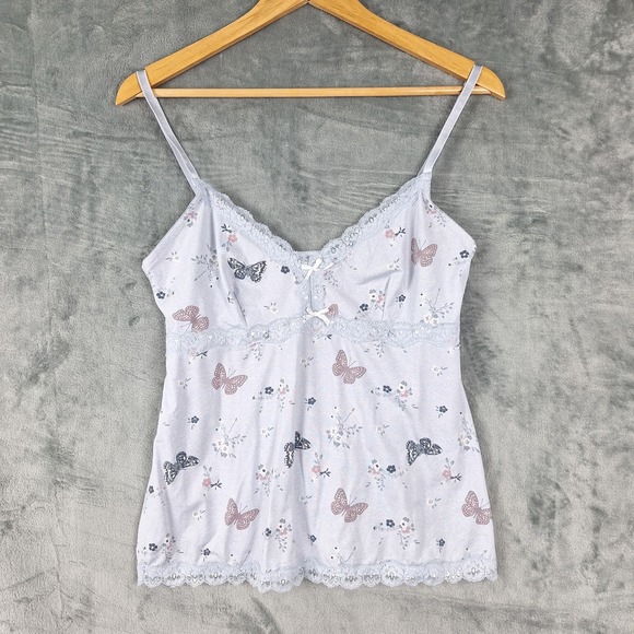 Jessica Simpson Tops - Womens Top Large Babydoll Y2K Butterfly Coquette Fairy Feminine Floral Lace Cami